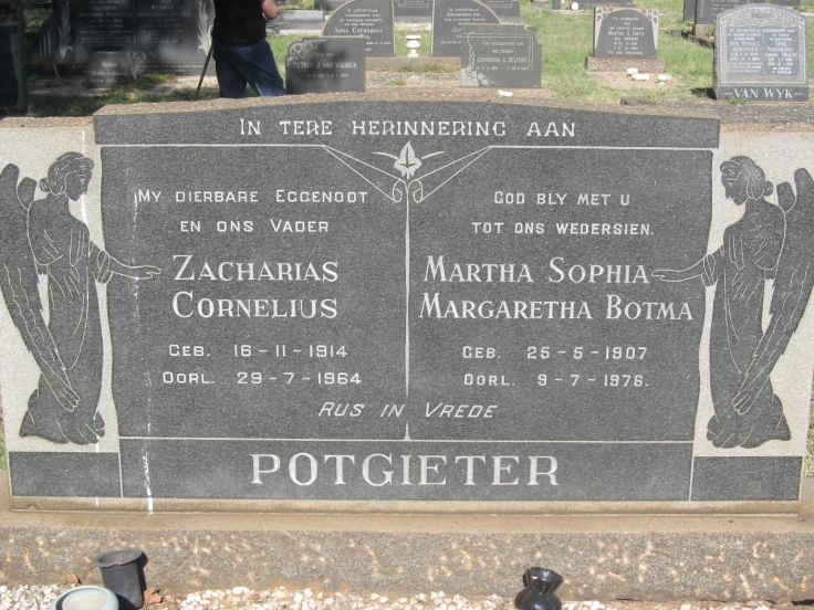 POTGIETER Zacharias Cornelius 1914-1964 &amp; Martha Sophia Margaretha BOTMA 1907-1976
