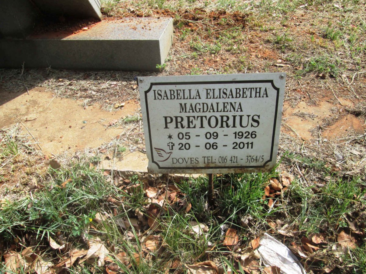 PRETORIUS Isabella Elisabetha Magdalena 1926-2011
