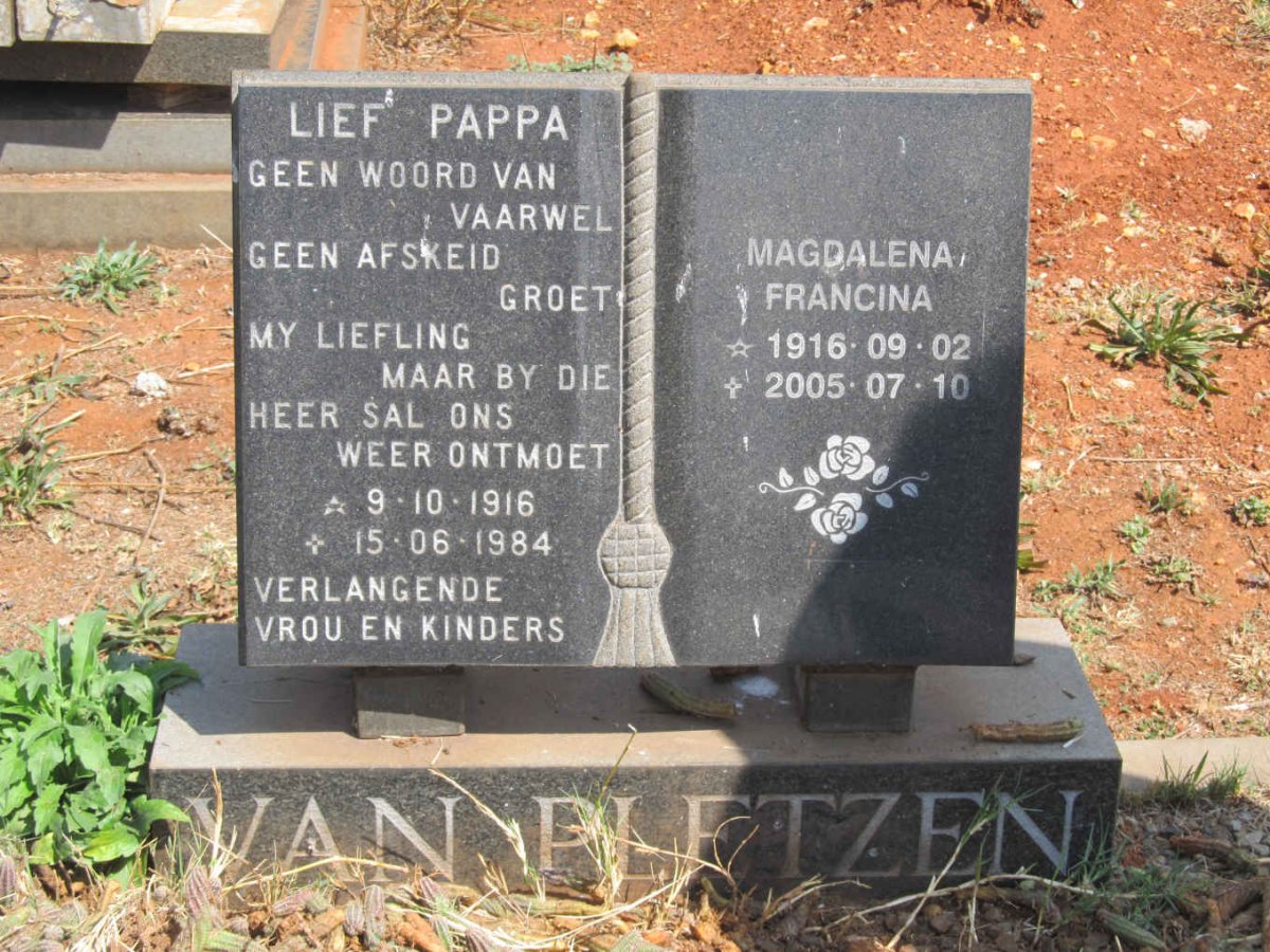 PLETZEN ?, van 1916-1984 &amp; Magdalena Francina 1916-2005