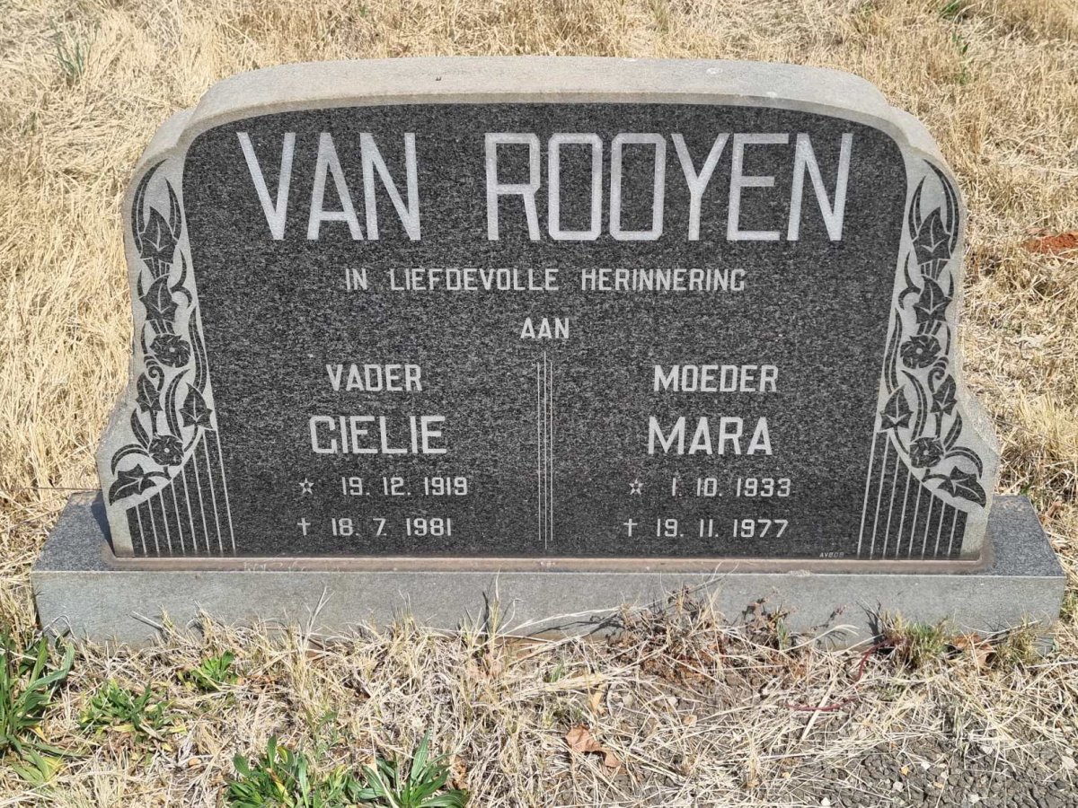ROOYEN Gielie, van 1919-1981 &amp; Mara 1933-1977