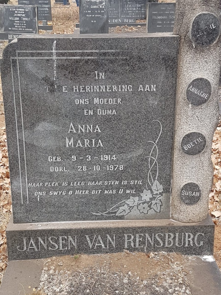 RENSBURG Anna Maria, Jansen van 1914-1978