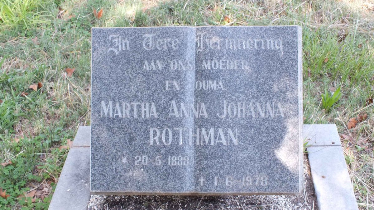 ROTHMAN Martha Anna Johanna 1888-1978