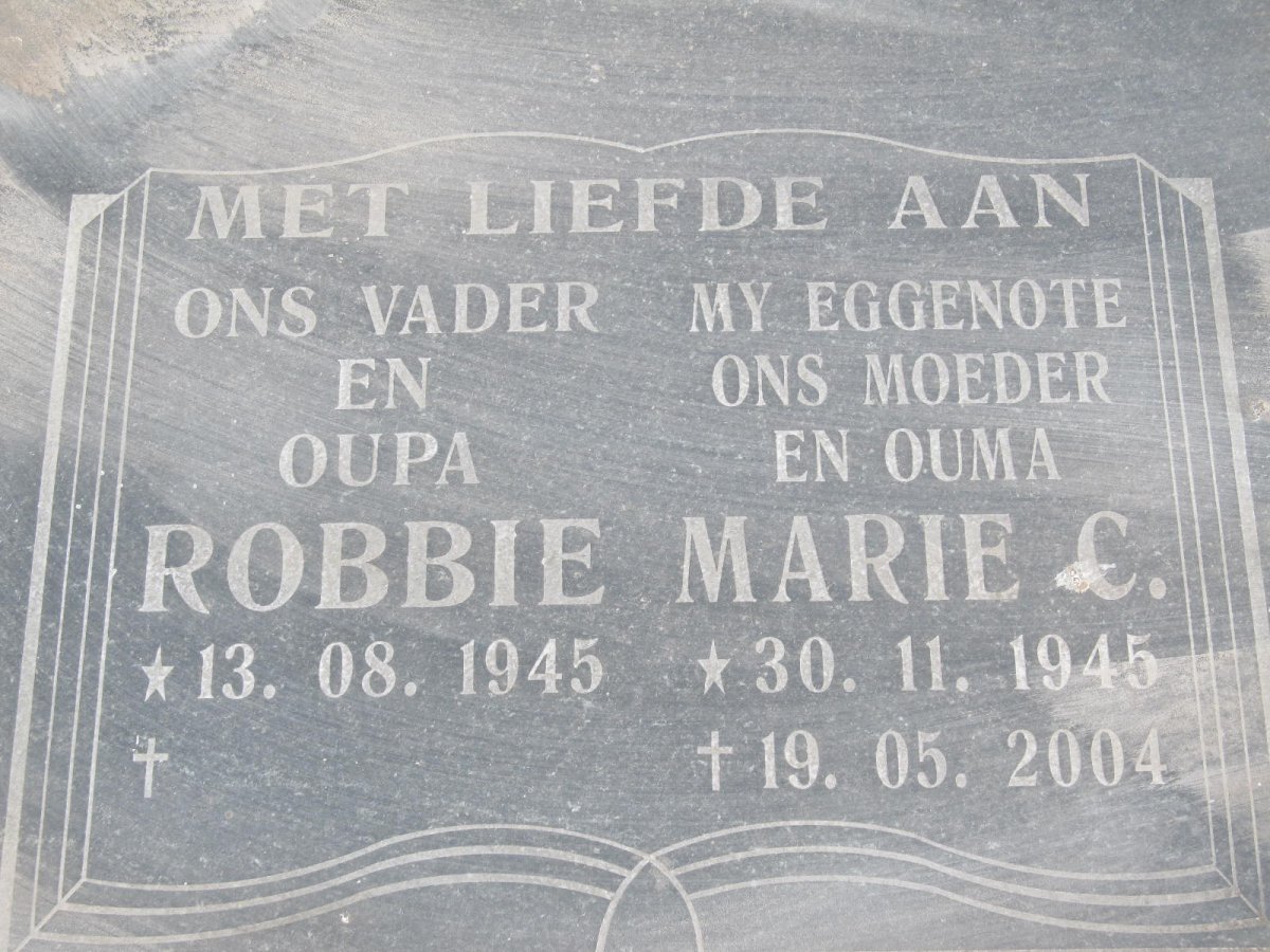 ROBBERTZE Robbie 1945- &amp; Marie C. 1945-2004 :: ROBBERTZE Braam 1975-1993