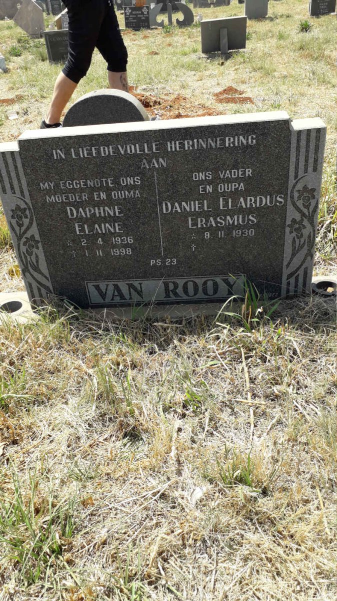 ROOY Daniel Elardus Erasmus, van 1930- &amp; Daphne Elaine 1936-1998