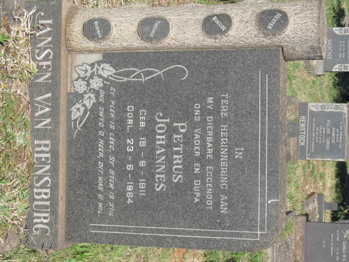 RENSBURG Petrus Johannes, Jansen van 1911-1964