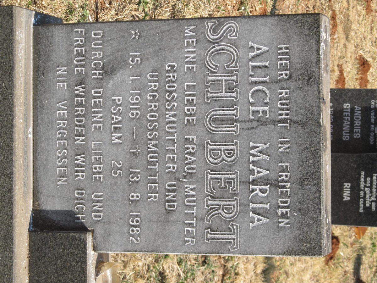 SCHUBERT Alice Maria 1916-1982