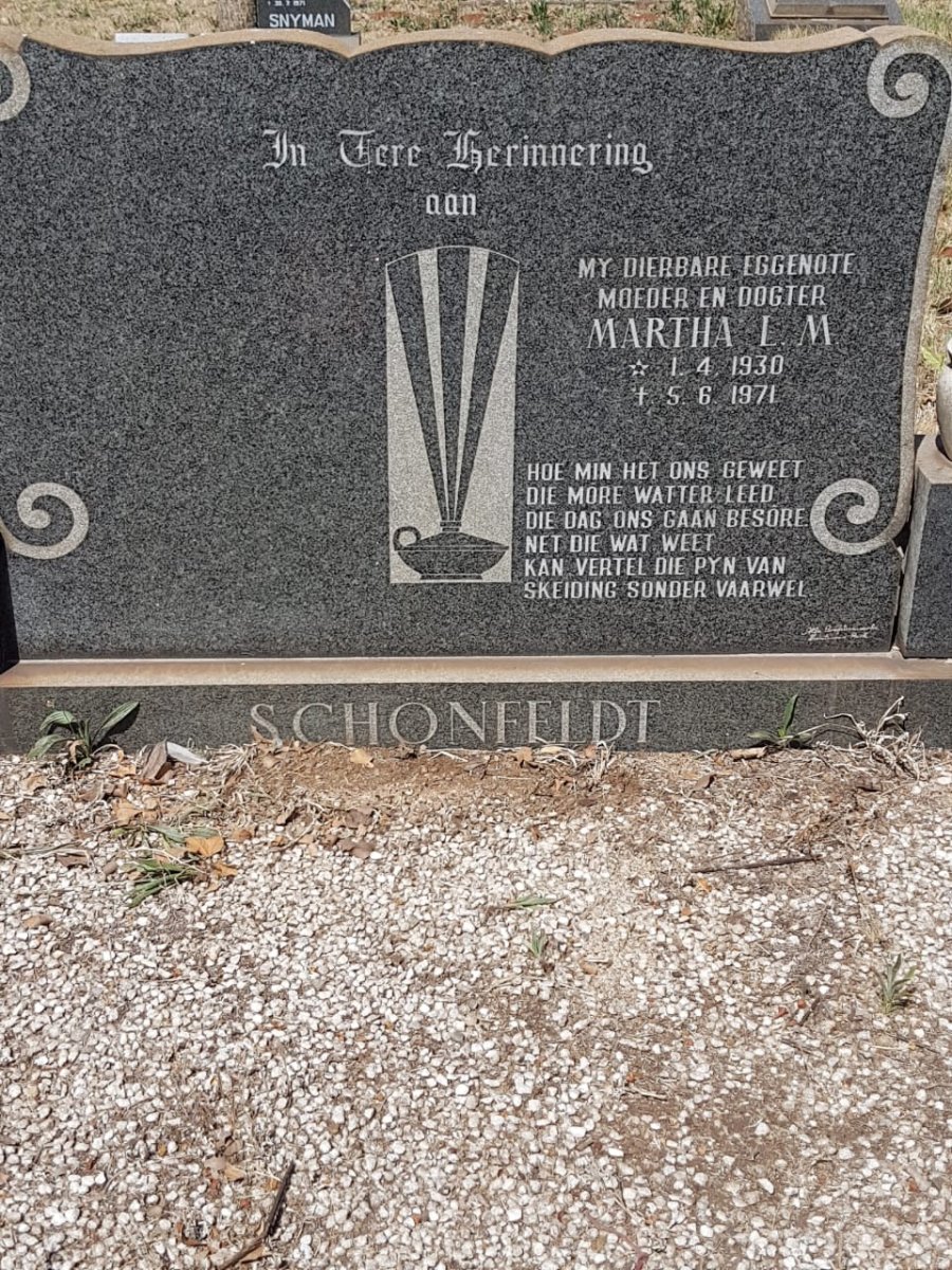 SCHONFELDT Martha L.M. 1930-1971