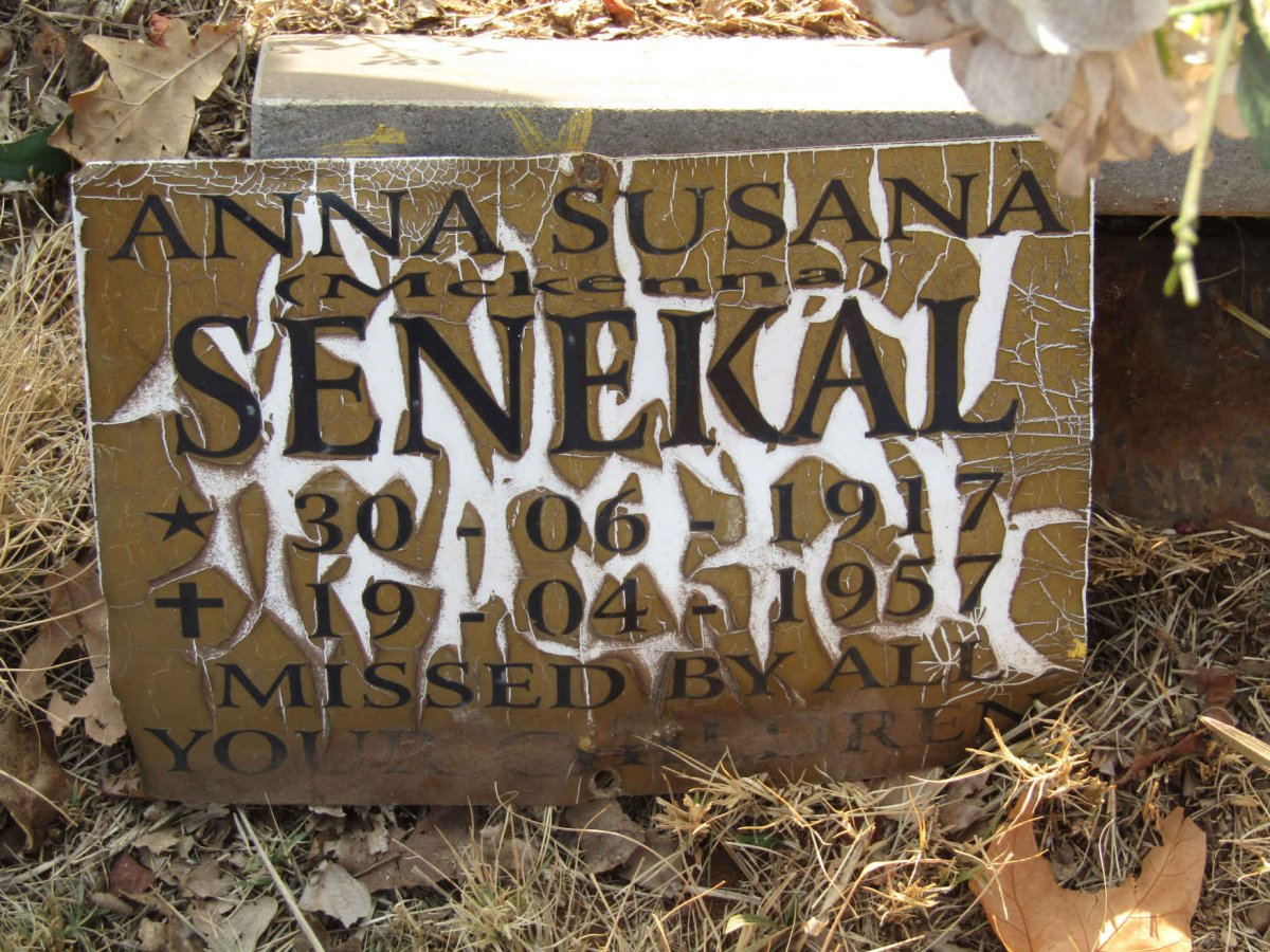 SENEKAL Anna Susanna nee MCKENNA 1917-1957