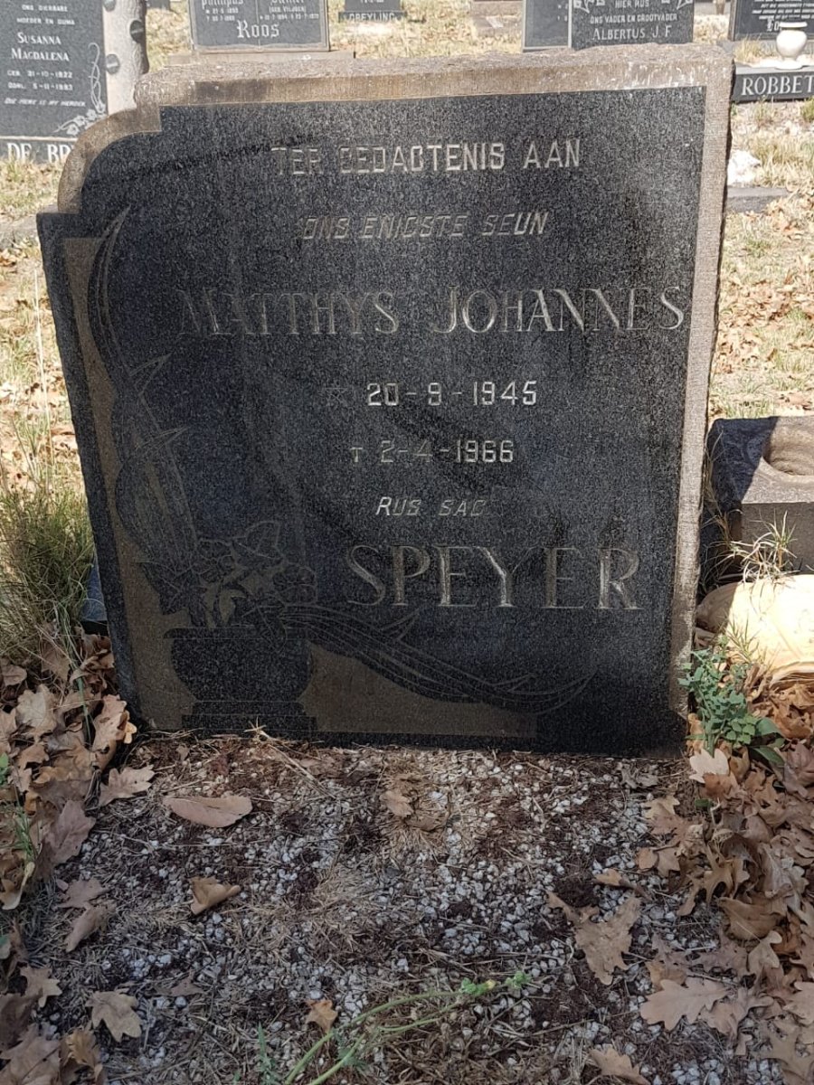 SPEYER Matthys Johannes 1945-1966