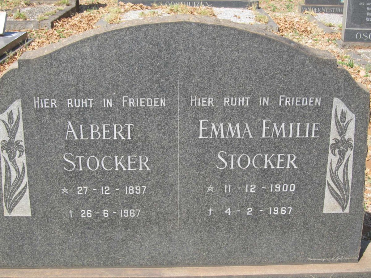 STOCKER Albert 1897-1967 &amp; Emma Emilie 1900-1967