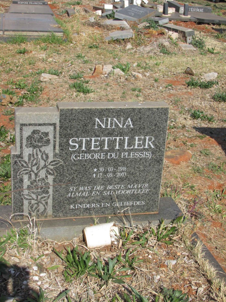 STETTLER Nina nee DU PLESSIS 1918-2003