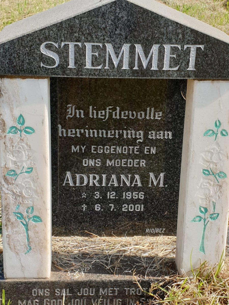 STEMMET Adriana M. 1956-2001