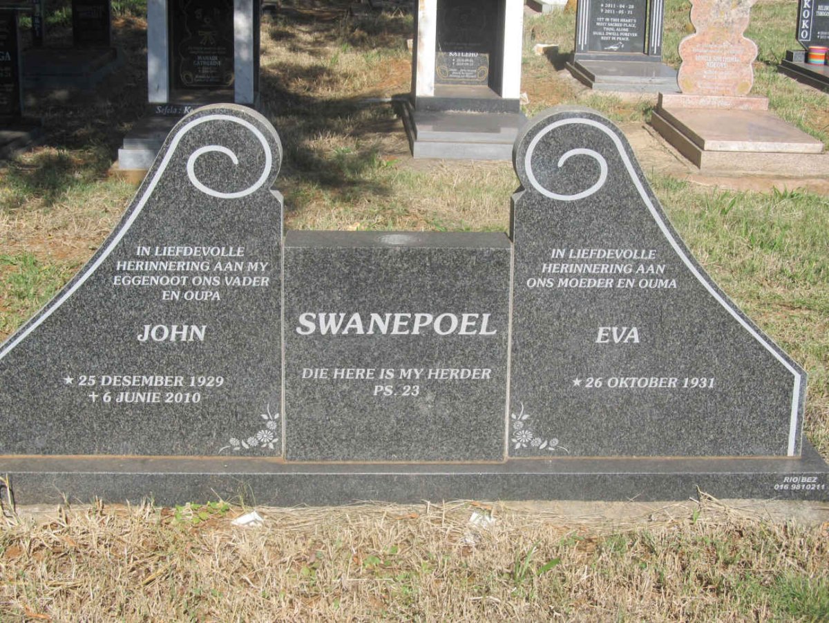 SWANEPOEL John 1929-2010 &amp; Eva 1931-