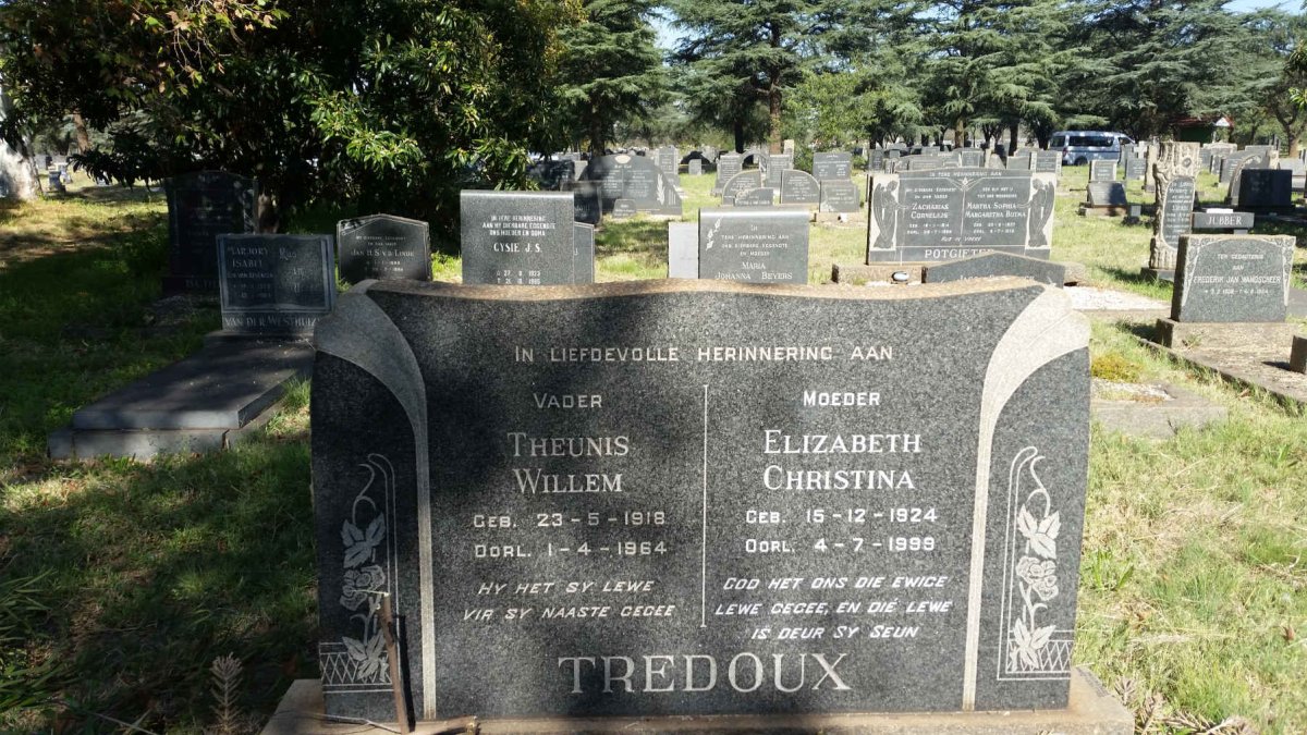 TREDOUX Theunis Willem 1918-1964 &amp; Elizabeth Christina 1924-1999