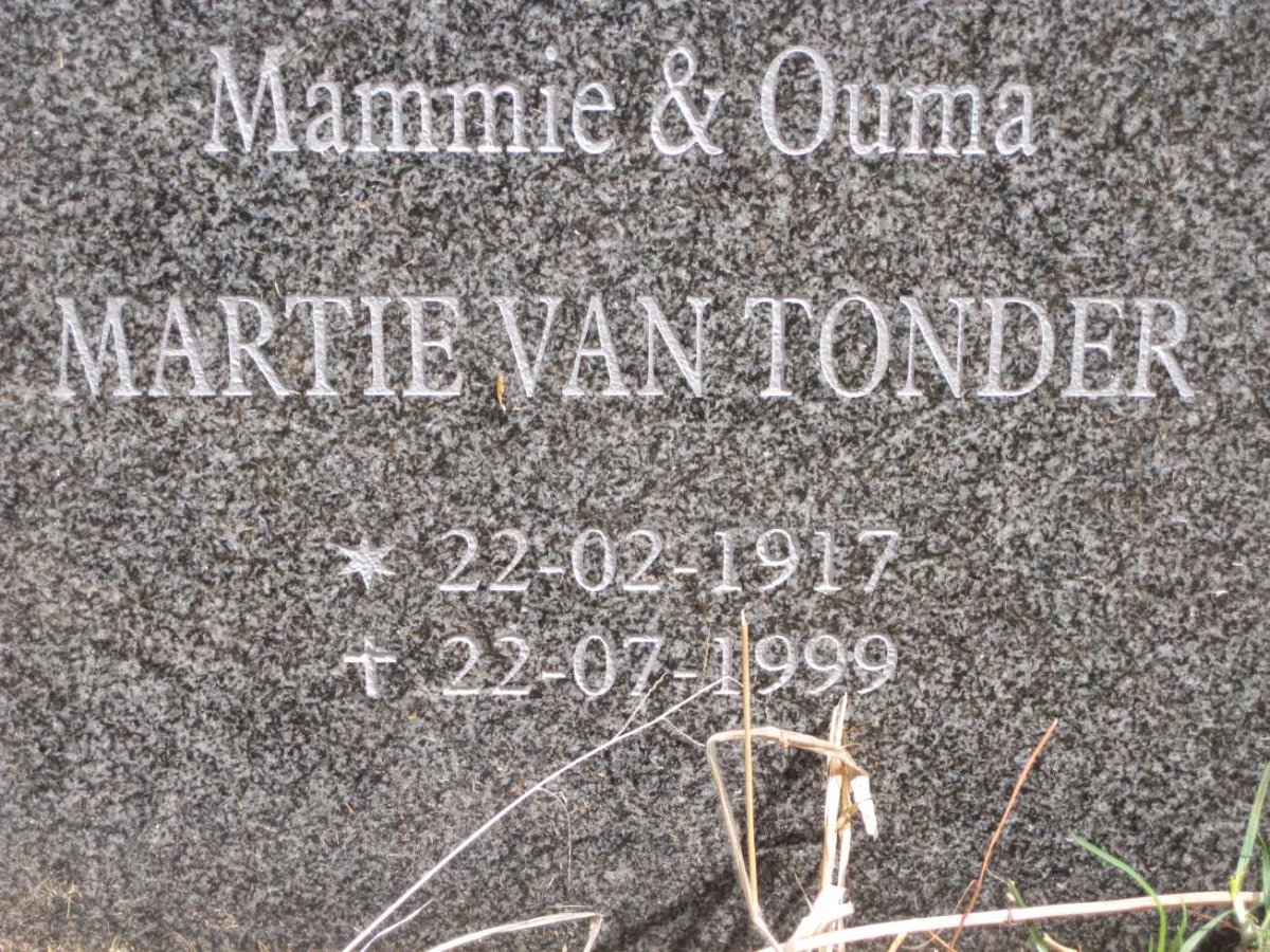 TONDER Martie, van 1917-1999