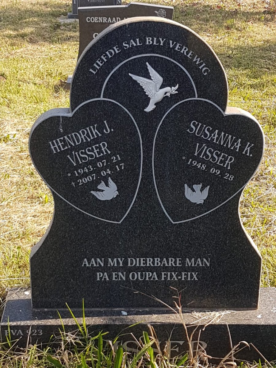 VISSER Hendrik J. 1943-2007 &amp; Susanna K. 1948-