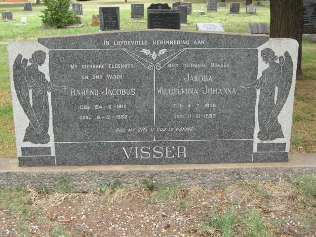 VISSER Barend Jacobus 1910-1962 &amp; Jakoba Wilhelmina Johanna 1906-1997