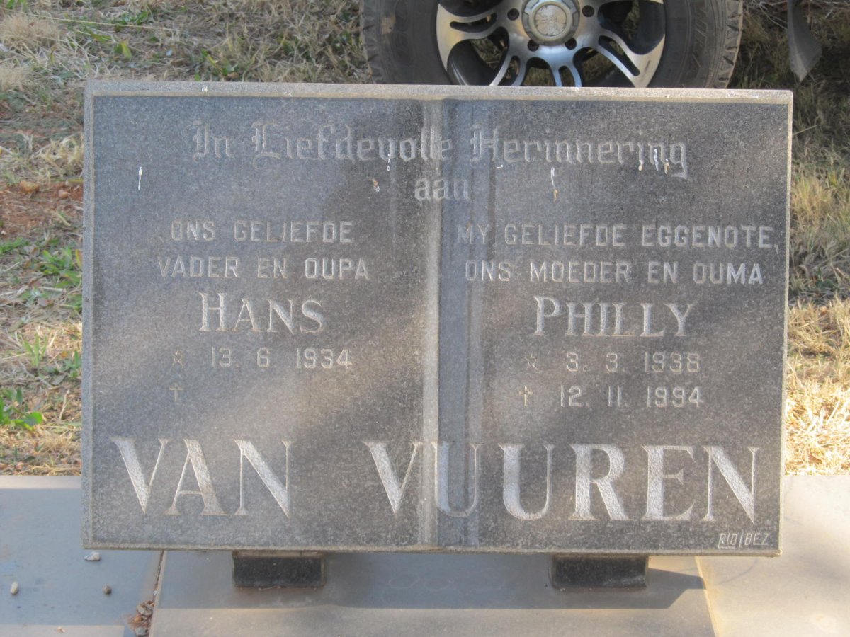 VUUREN Hans, van 1934- &amp; Philly 1928-1994
