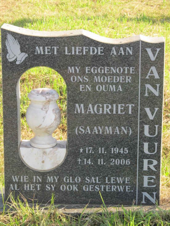VUUREN Magriet, van nee SAAYMAN 1945-2006
