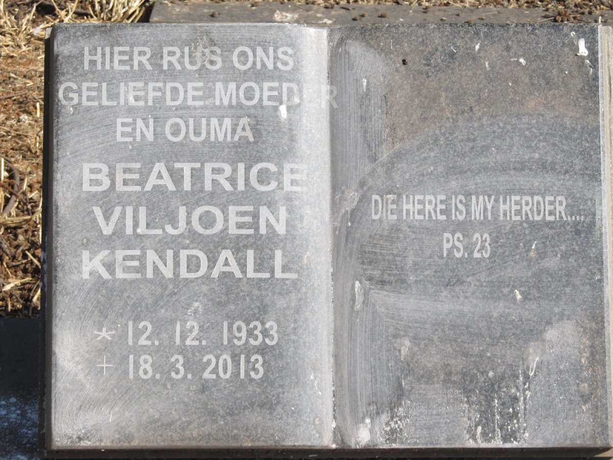VILJOEN Fredrik 1932-1981 &amp; Beatrice KENDALL 1933-2013