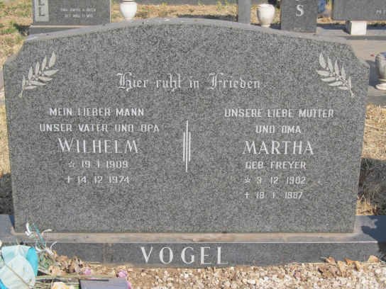VOGEL Wilhelm 1909-1974 &amp; Martha FREYER 1902-1987 :: VOGEL Rudi 1930-1995