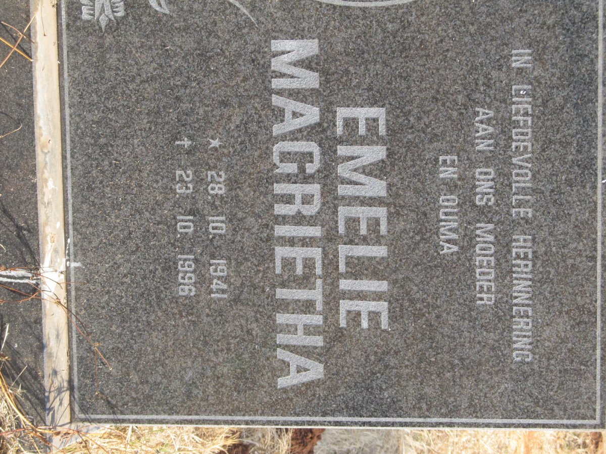 VORSTER Johannes Jacobus 1938-1996 &amp; Emelie Magrietha 1941-1996