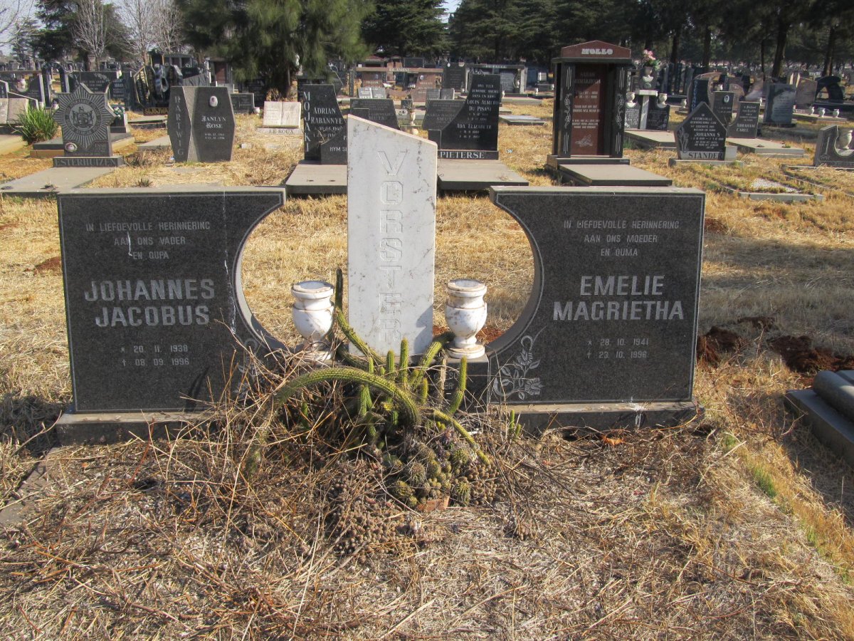 VORSTER Johannes Jacobus 1938-1996 &amp; Emelie Magrietha 1941-1996