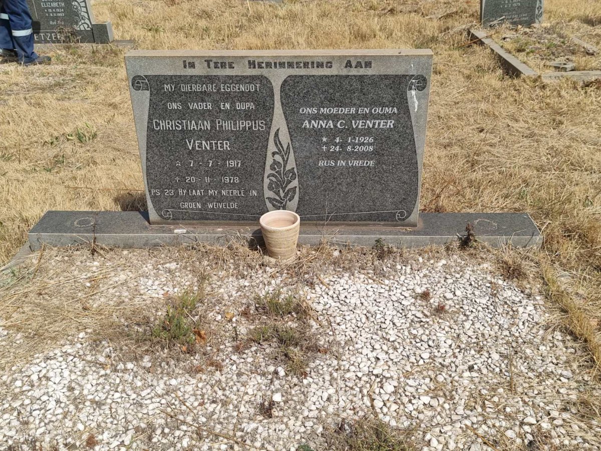 VENTER Christiaan Philippus 1917-1978 &amp; Anna C. 1926-2008