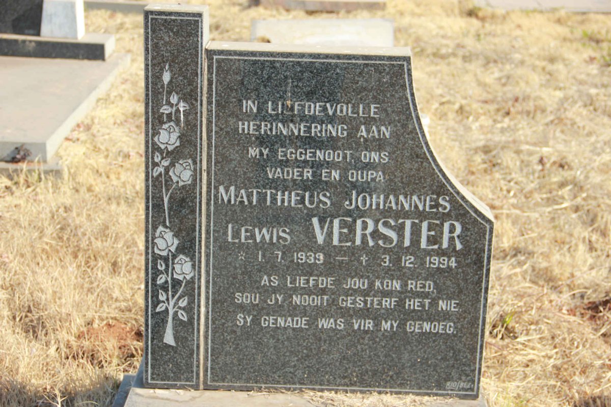 VERSTER Mattheus Johannes Lewis 1939-1994