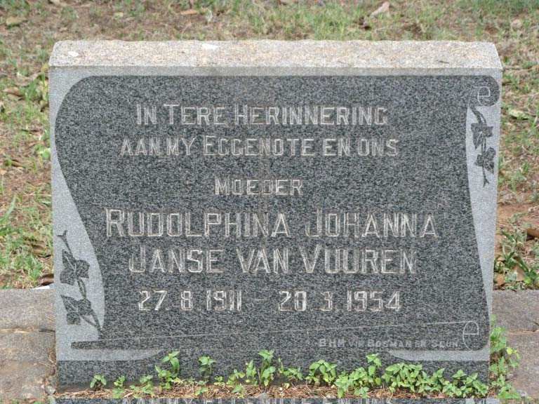 VUUREN Rudolphina Johanna, Janse van 1911-1954