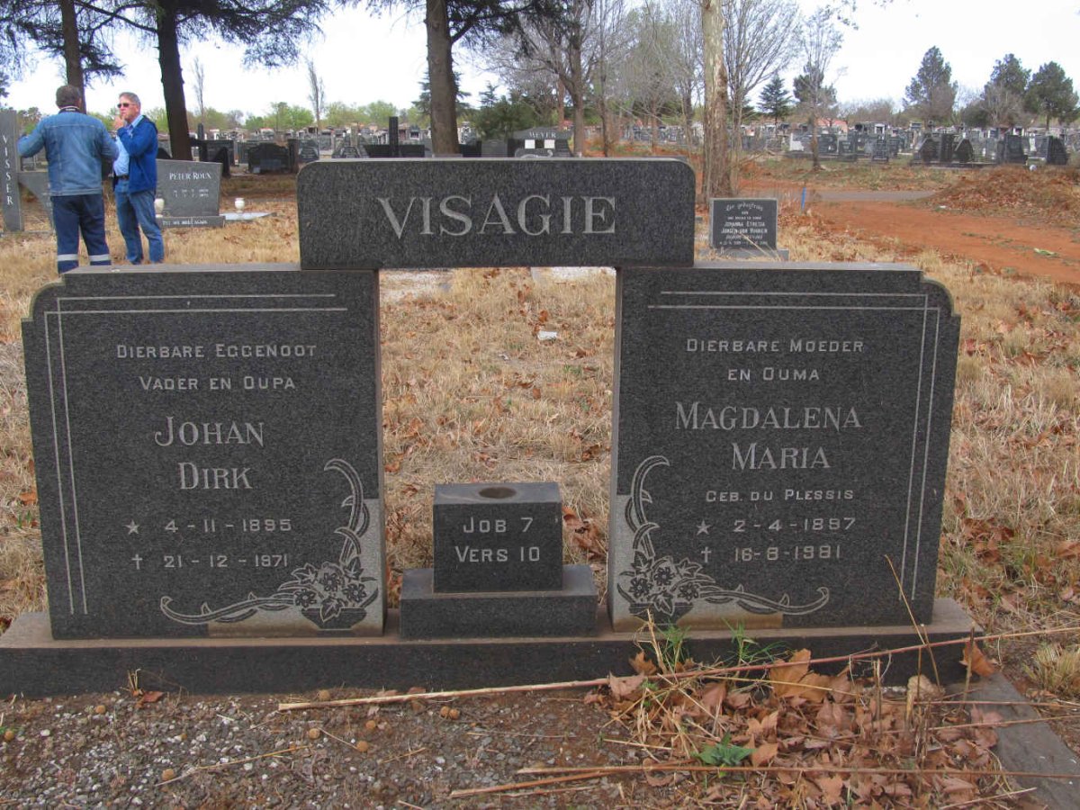 VISAGIE Johan Dirk 1895-1971 &amp; Magdalena Maria DU PLESSIS 1897-1981