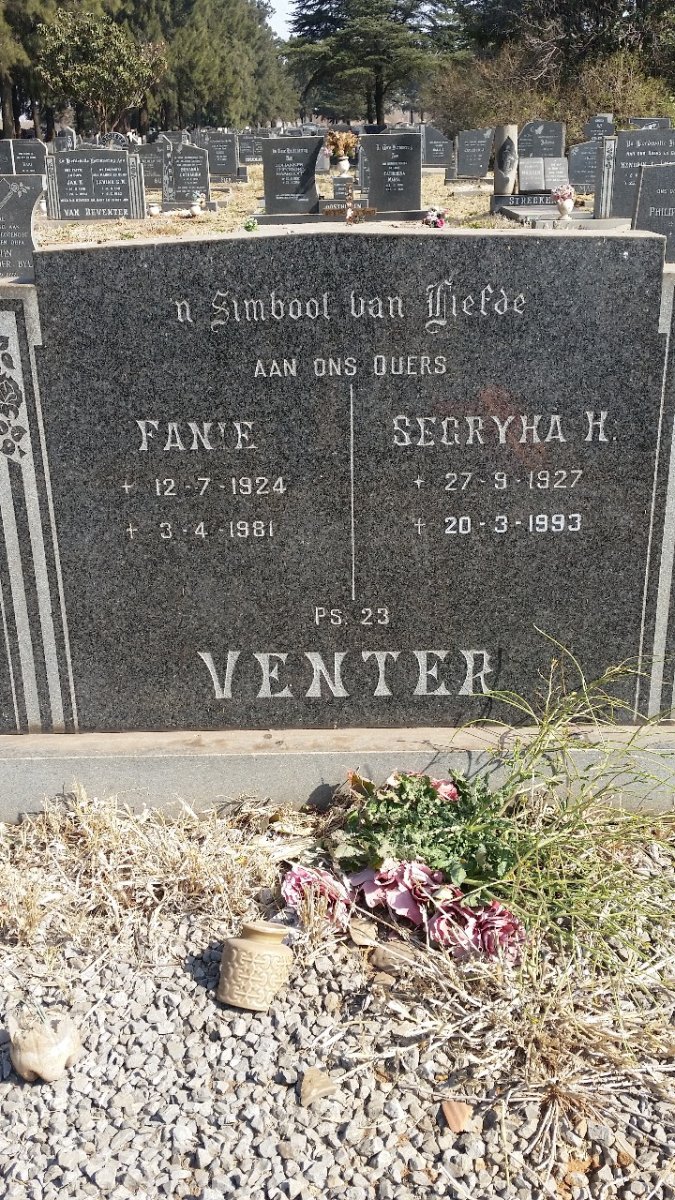 VENTER Fanie 1924-1981 &amp; Segryha H. 1927-1993