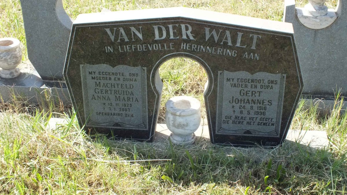 WALT Gert Johannes, van der 1916-1996 &amp; Machteld Gertruida Anna Maria 1923-2007