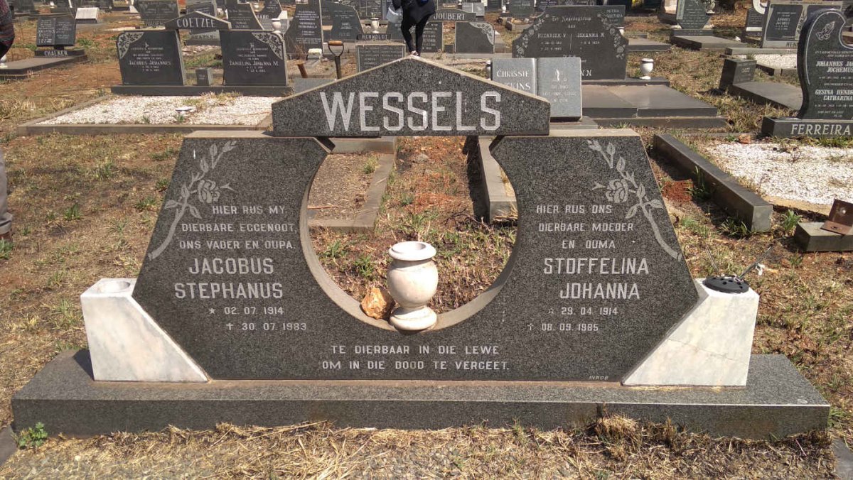 WESSELS Jacobus Stephanus 1914-1983 &amp; Stoffelina Johanna 1914-1985