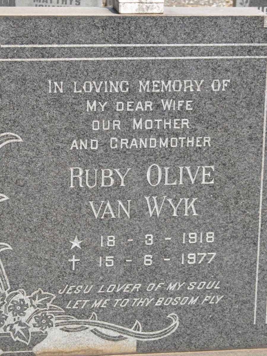 WYK Gert Jacobus, van 1913-1989 &amp; Ruby Olive 1918-1977