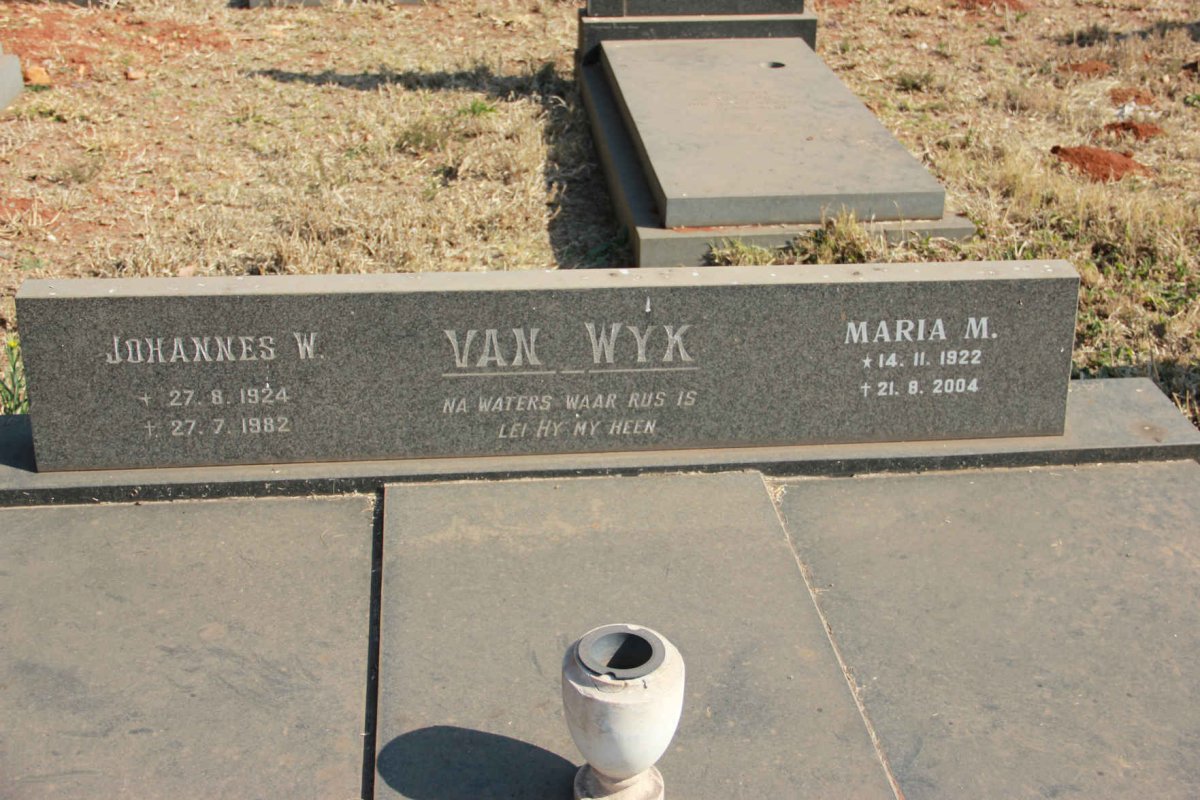 WYK Johannes W., van 1924-1982 &amp; Maria M. 1922-2004