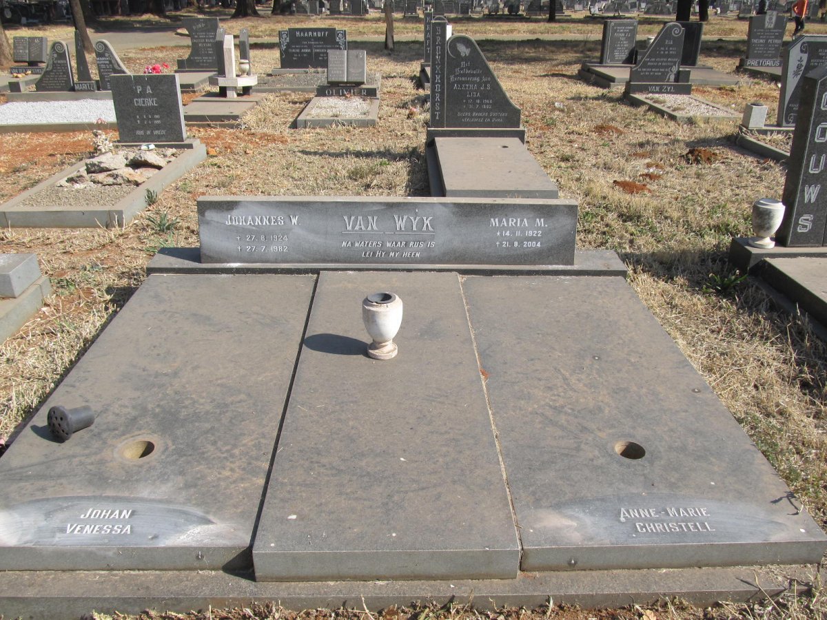 WYK Johannes W., van 1924-1982 &amp; Maria M. 1922-2004