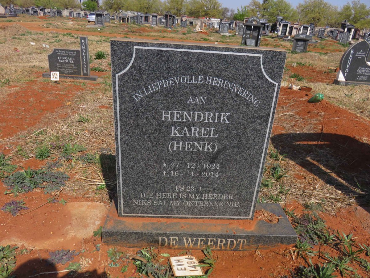 WEERDT Hendrik Karel, de 1924-2014