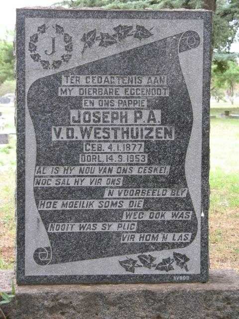 WESTHUIZEN Joseph P.A., v.d. 1877-1953