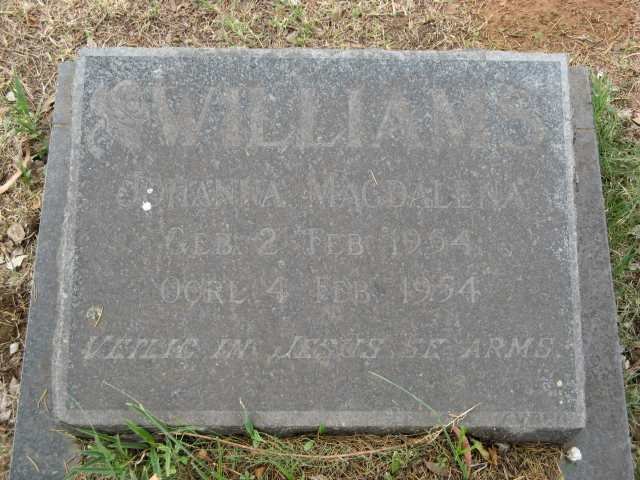 WILLIAMS Johanna Magdalena 1954-1954