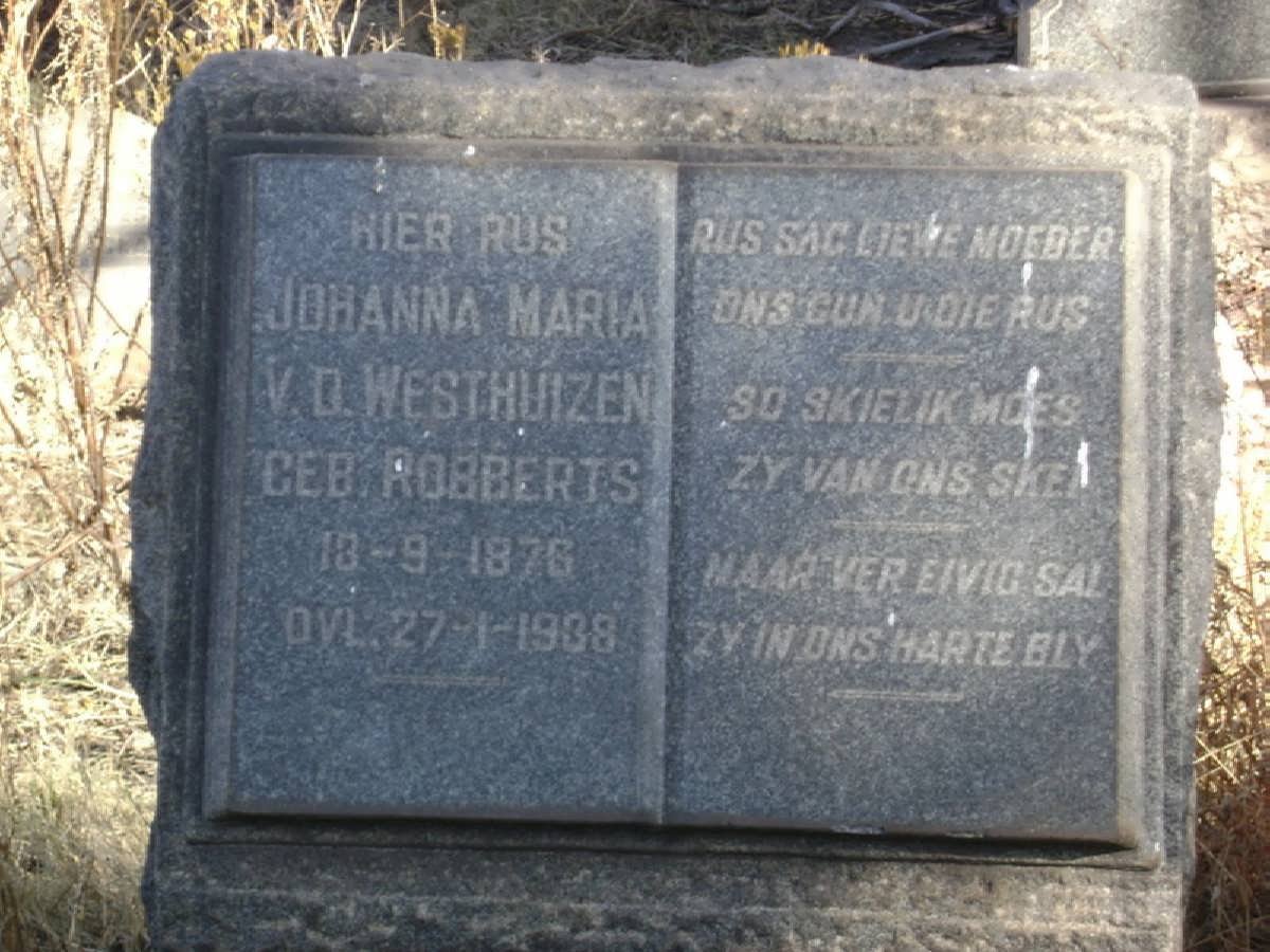 WESTHUIZEN Johanna Maria, v.d. nee ROBBERTS 1876-1938