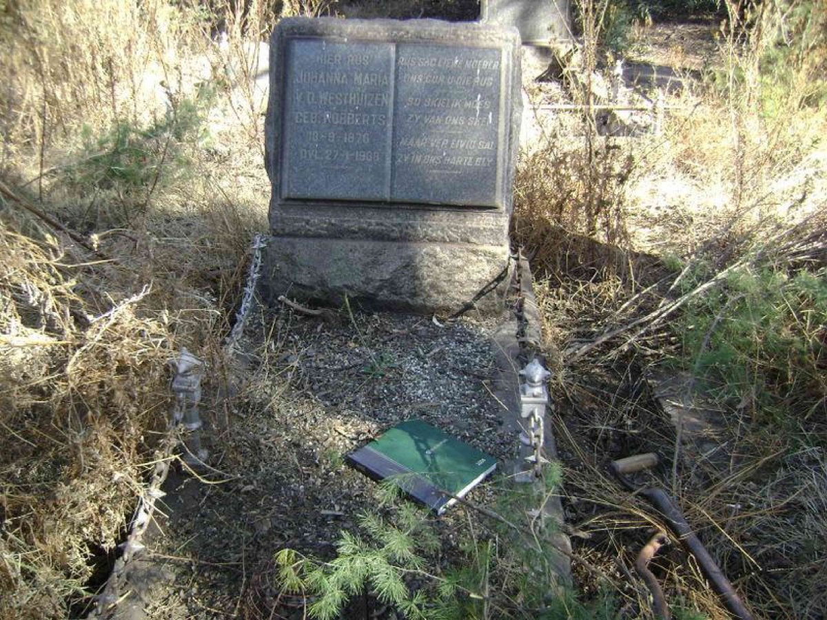 WESTHUIZEN Johanna Maria, V.D. nee ROBBERTS 1876-1938