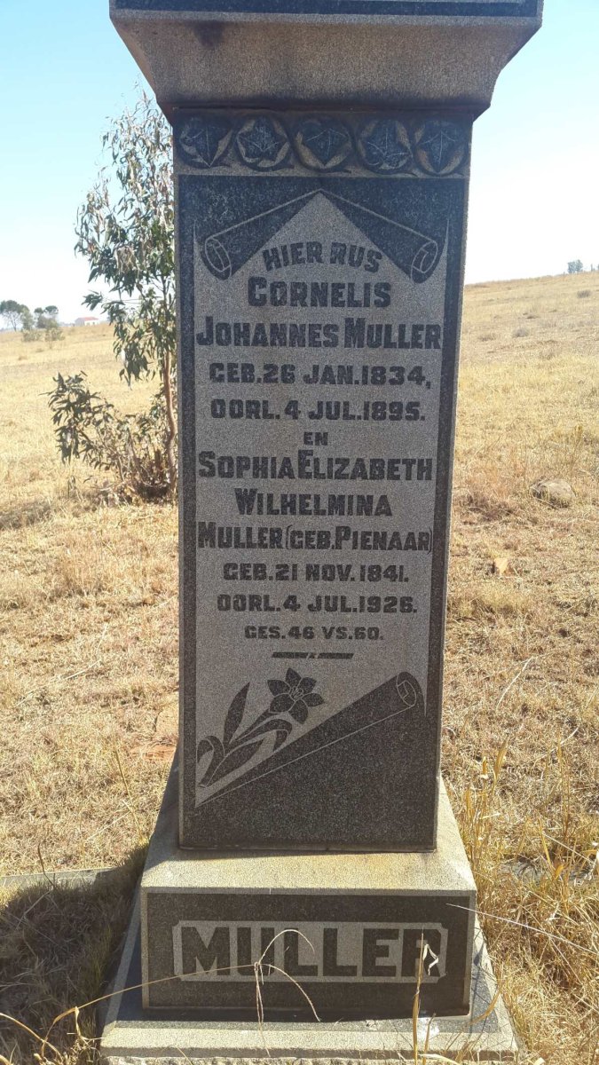 MULLER Cornelis Johannes 1834-1895 &amp; Sophia Elizabeth Wilhelmina PIENAAR 1841-1926