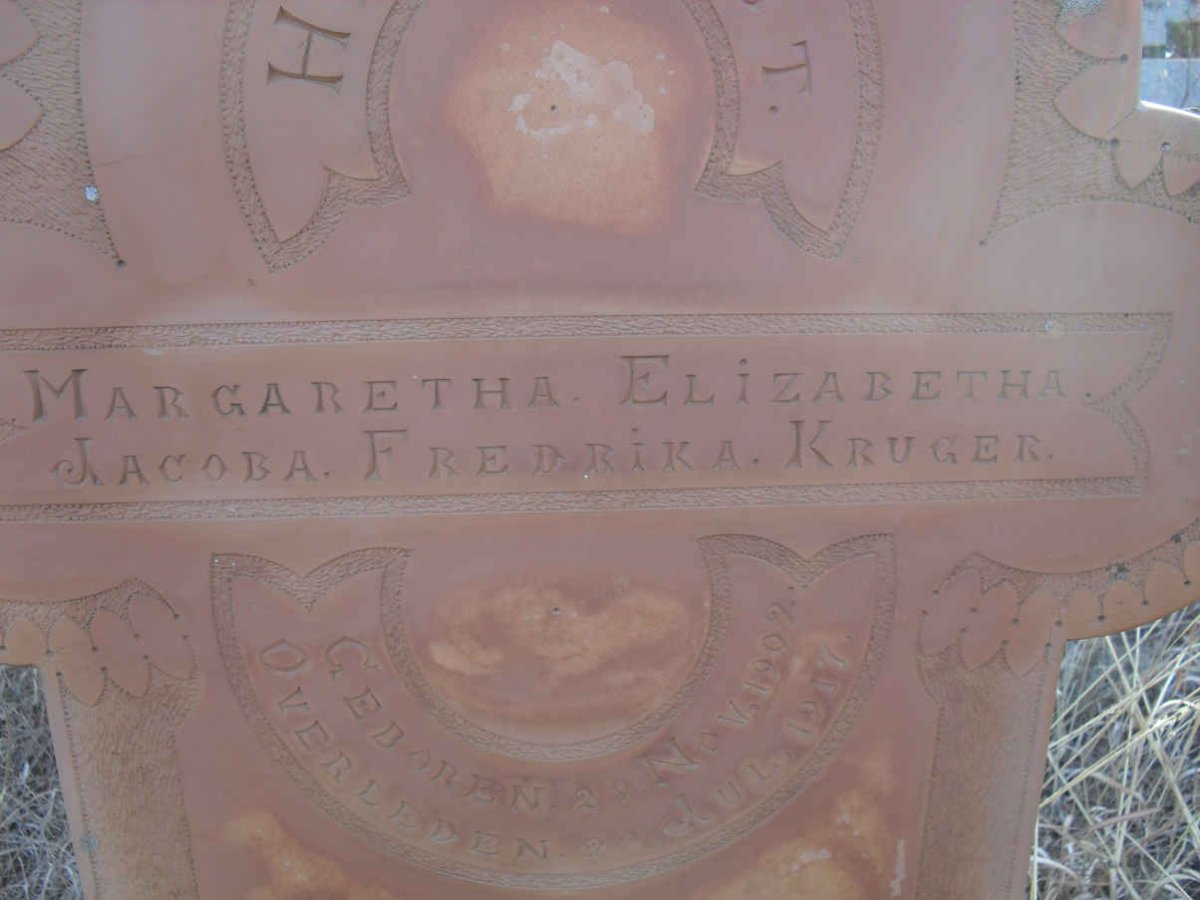 KRUGER Margaretha Elizabetha Jacoba Fredrika 1902-1917