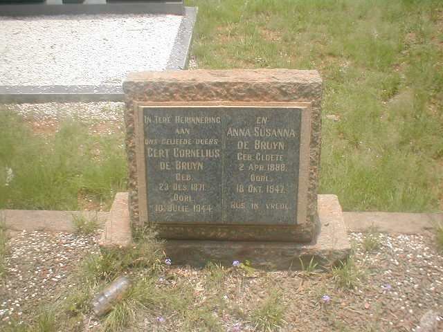 BRUYN Gert Cornelius, de 1871-1944 &amp; Anna  Susanna CLOETE 1888-1947