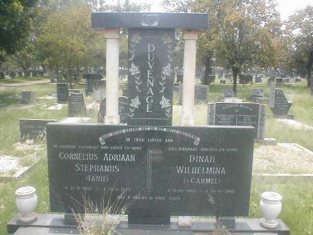 DUVENAGE Cornelius Adriaan Stephanus 1897-1975 &amp; Dinah Wilhelmina CARMEL 1905-1985