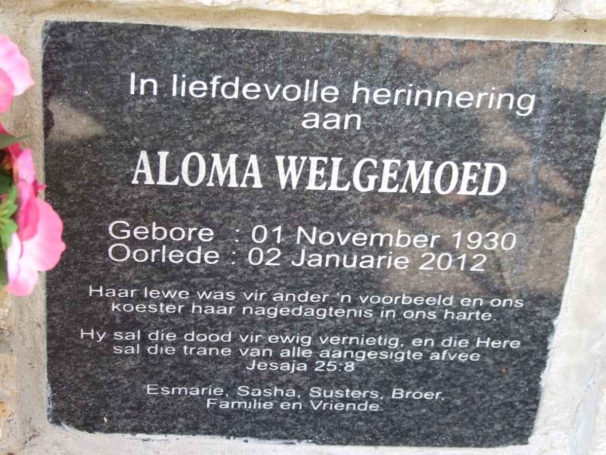 WELGEMOED Aloma 1930-2012