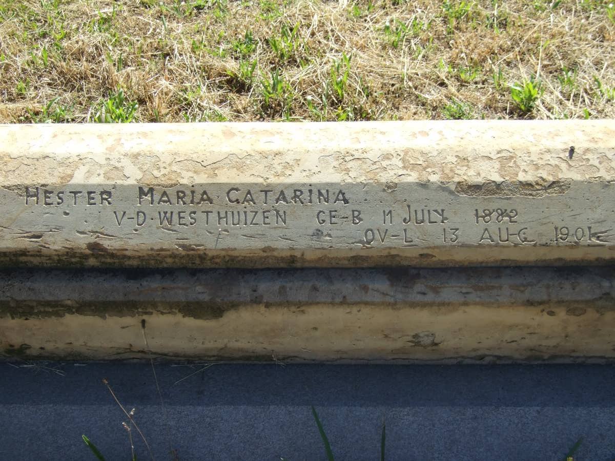 WESTHUIZEN Hester Maria Catarina, v.d. 1882-1901