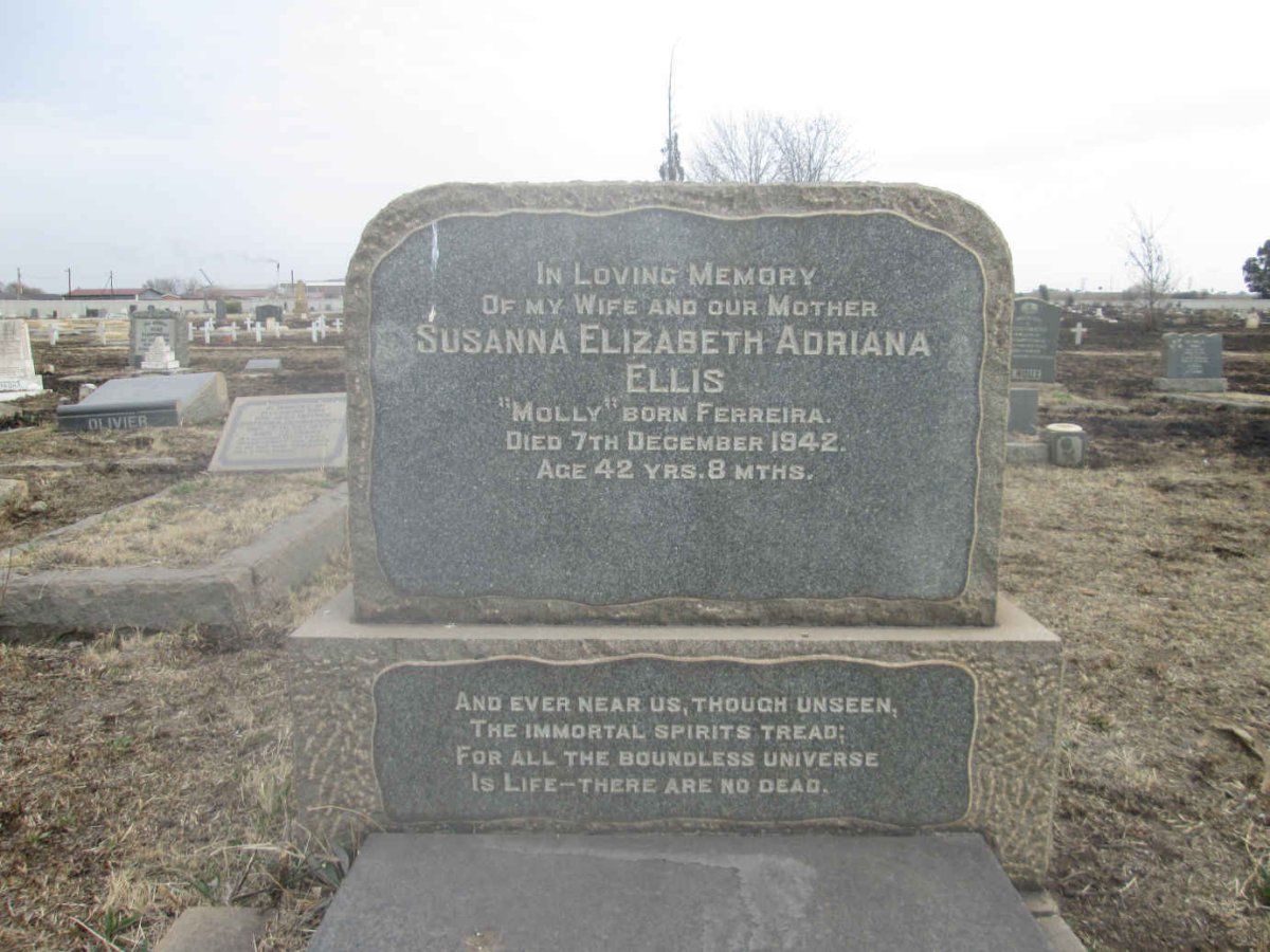 ELLIS Susanna Elizabeth Adriana nee FERREIRA -1942