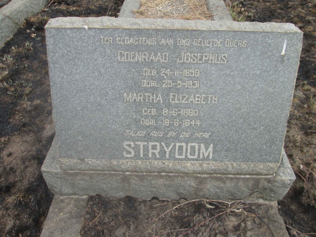 STRYDOM Coenraad Josephus 1859-1931 &amp; Martha Elizabeth 1860-1944
